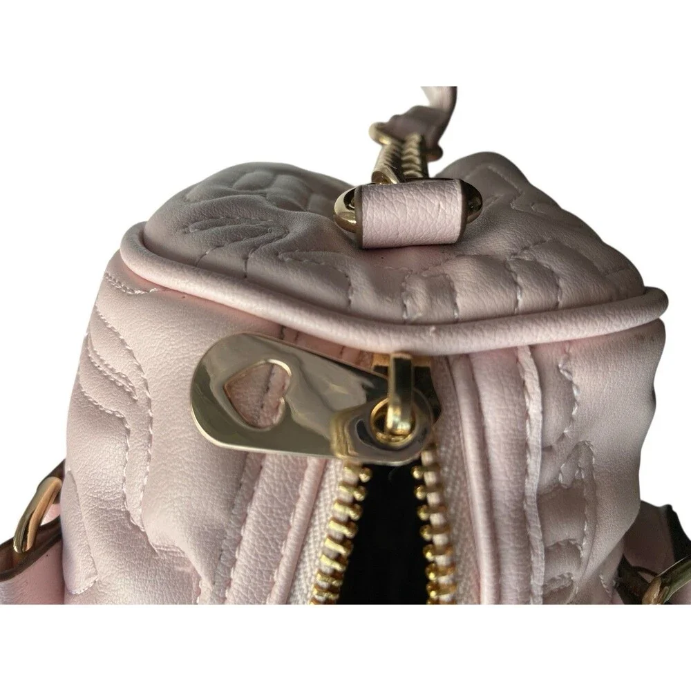 Juicy Couture Fame Satchel Pink Quilted Heart Charm Bag Y2K McBling Pop Coquette
